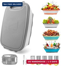 Camping Cutting Board, 9-in-1 Collapsible Chopping Board with Colander, O