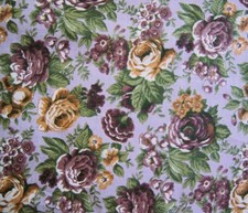 2 Yards Purple Gold Roses on Lavendar Cotton Quilting Fabric 73" X 44"