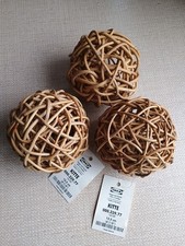 3 X NEW IKEA KITTE RATTAN WICKER TYPE BALLS DECORATIVE ACCESSORIES ORNAMENTS 8"