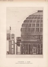 c. 1910 PANTHEON, Rome - Roman Architecture Print - 8.6 x 12 Inches