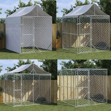 2/3m Outdoor Hundezwinger mit /ohne Dach Metall Verzinkter-Stahl Gefl&uuml;gelstall
