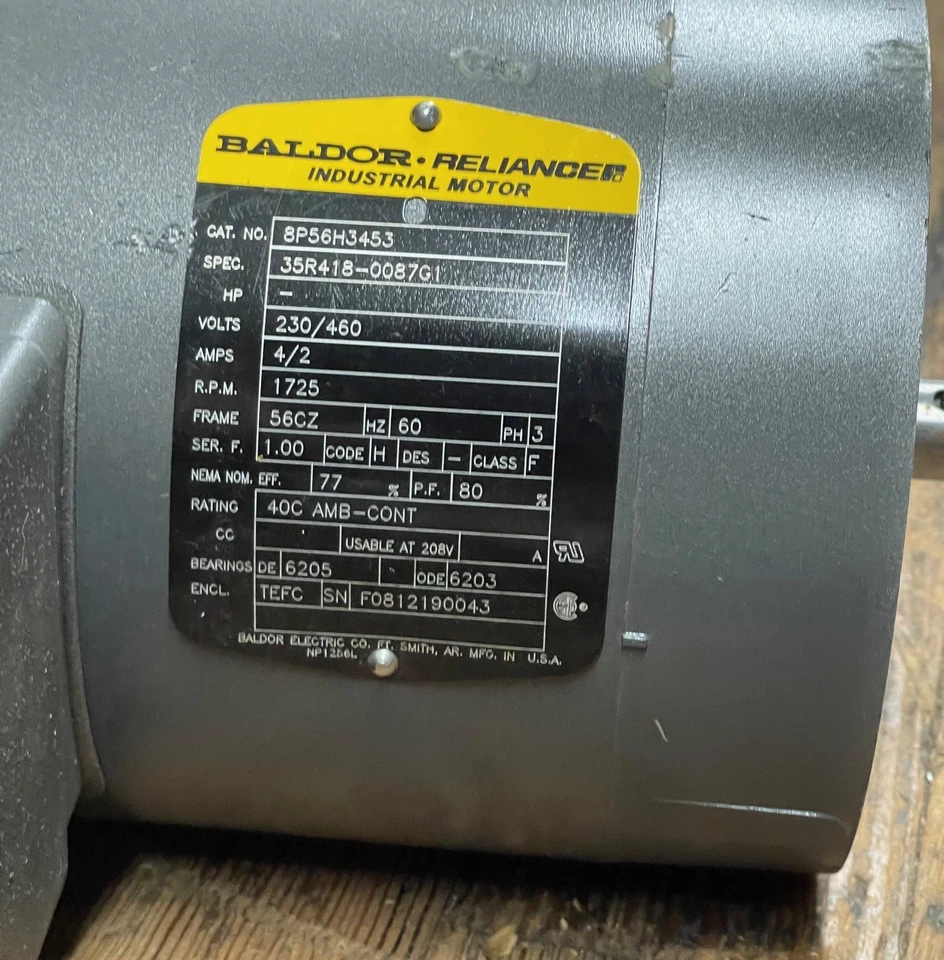 BALDOR RELIANCE 8P56H3453 MOTOR 3PH 60HZ 1725 RPM 230/460V NEW NO PKG - Image 2 of 4