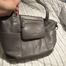 Lily Jade Gray Pebbled Shoulder Bag Gold Hardware Zip Light Blue Lining