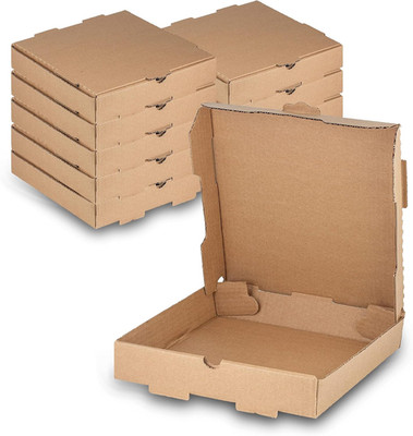 Kraft Pizza Box 10'' x 10'' x 1.75 - Small Corrugated B-Flute Cardboard Pizza Boxe