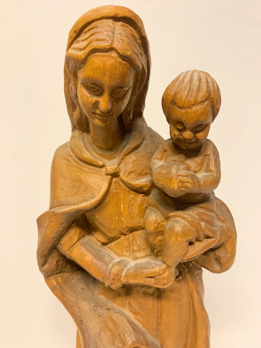 Sehr schöne alte Stand Holz Figur - Maria mit Kind - ca. 43,0 cm Hoch