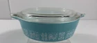 PYREX Amish Butterprint Turquoise 471 1 Pint Dish Casserole Glass Lid 470-C