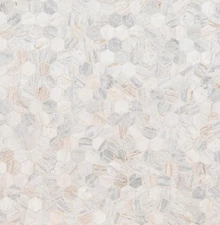 Capri Blue 12 In. X 12 In. Hexagon Honed Marble Tile for Kitchen Backsplash, Flo