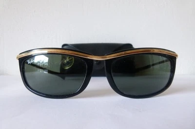 Vintage Ray Ban USA Bausch Lomb Olympian 4 3/4 schwarz/gold Sonnenbrille - Bild 1 von 4