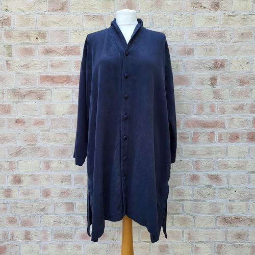 Eskandar Silk Oversize Shirt One Size Black Long Sleeves Relaxed Lagenlook Egg