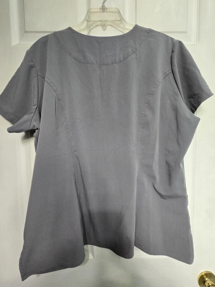 Marvella/White Cross Scrub Top Size XL-Grey w/Princess Seams-Chest 26"/L 27.5" - Image 2 of 4