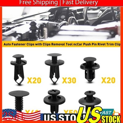 190Pcs Auto Fastener Plastic Fastener Rivet Car Push Pin Rivet Trim Clips Kit US