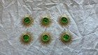 Lot of 6 1968 Panaura Green Gold Starburst Plastic and Foil Christmas Ornaments — photo 1