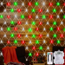 echosari Red White and Green Net Lights Battery & 