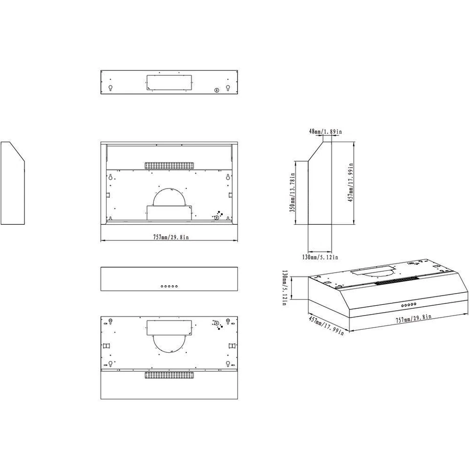 30 pulgadas Campana extractora convertible debajo del gabinete en blanco con filtros de malla y Pu... Foto 4 de 4