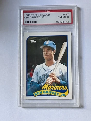 1989 Topps Traded #41T Ken Griffey Jr Mariners RC Rookie HOF PSA 8