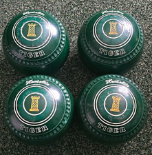 Henselite Tiger Size 5 Heavy Lawn Bowls Set of 4 Green Bowls