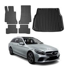 Fußmatten & Kofferraumwanne Set für Mercedes C Klasse S205 2015-2025 Gummi 5x Fußmatten & Kofferraumwanne Set für Mercedes C Klasse S205 2015-2025 Gummi 5x