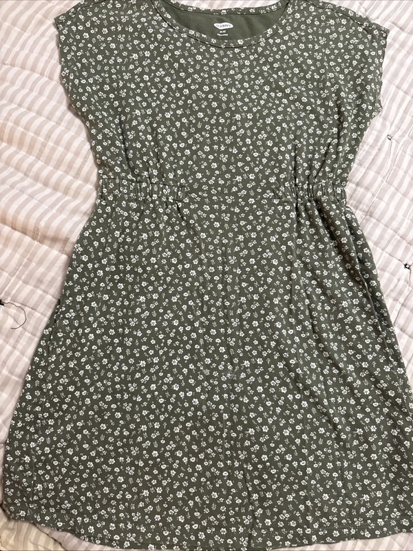 Girl Old Navy Short Sleeve Dress Medium Size 8 Green Floral