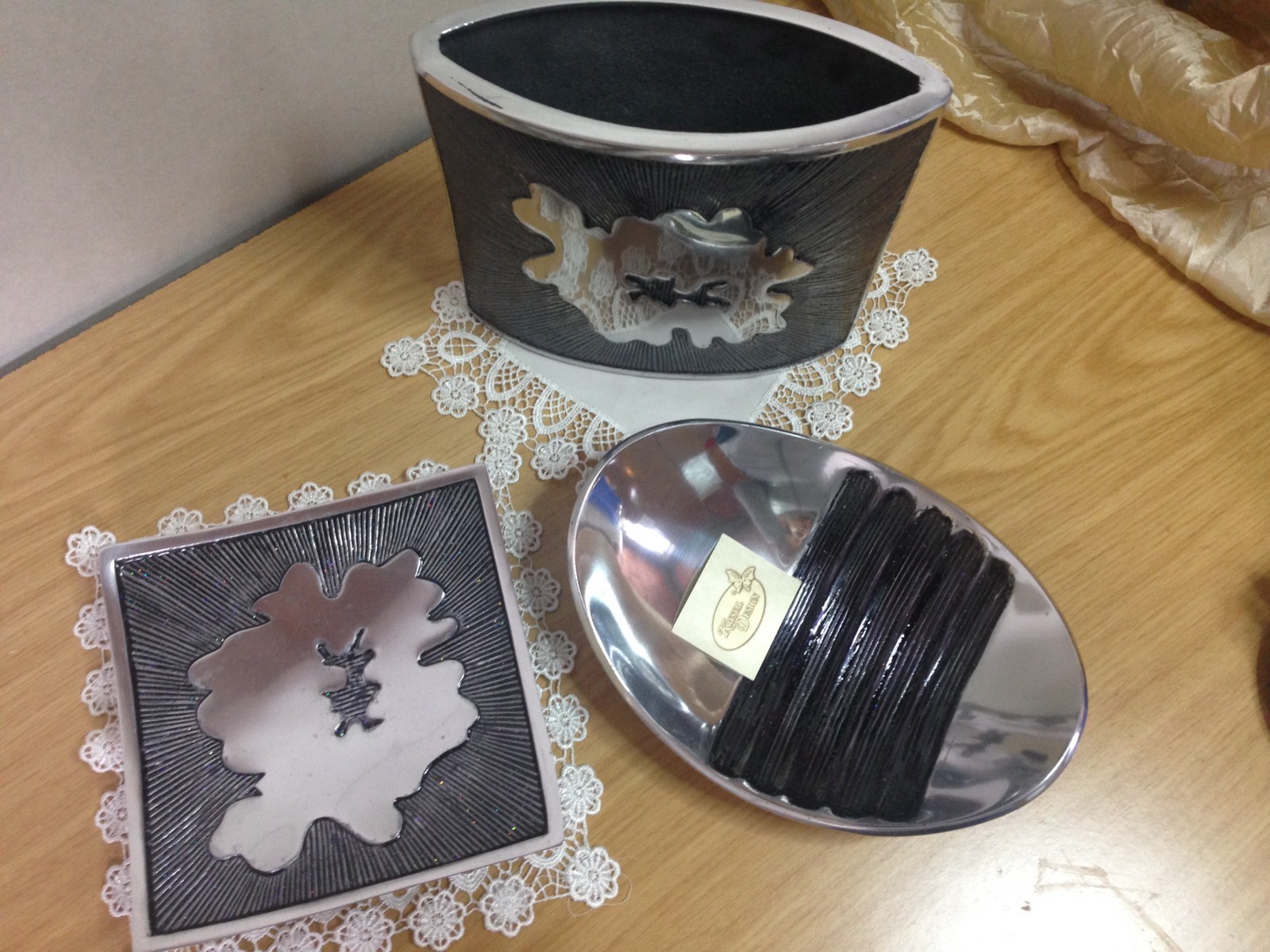 Occasione Set Vaso e Vassoio Acciaio Nero Glitter | Arredo Moderno