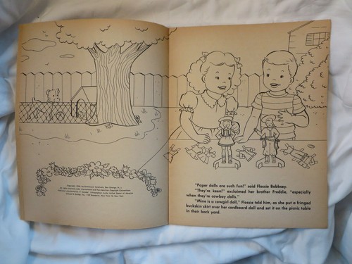VINTAGE 1954 BOBBSEY TWINS AND THE PAPER DOLL MYSTERY PAPER COVER COLORING BOOK? - Picture 5 of 8