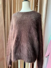 Angora Wool Sweater Women Fuzzy Jumper Fluffy Mesh Pullover Knit