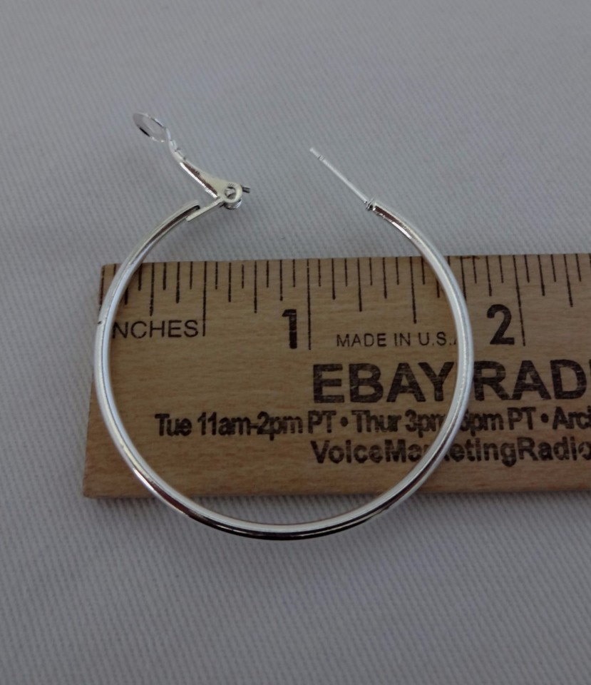 Hoop Earrings Extra Large XL Silver Thin Style Spring Clasp | eBay