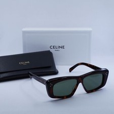 New CELINE CL40259I 52N Dark Havana/Green 57-12-140 Sunglasses