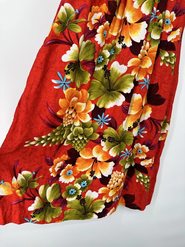 Maxi Vestido REEF Hawaiano Vintage Amarillo Rojo Floral Tanque Sol Mediano/L Bolsillo Foto 4 de 4