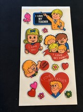 Vintage 80 s Puffy Sticker Sheet - VALENTINE S - Rare HTF