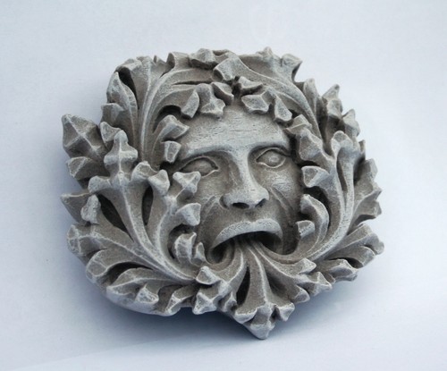 Green Man Pagan Gothic Wall Plaque Greenman Medieval Stone Outdoor Ornament Gift - Picture 2 of 6