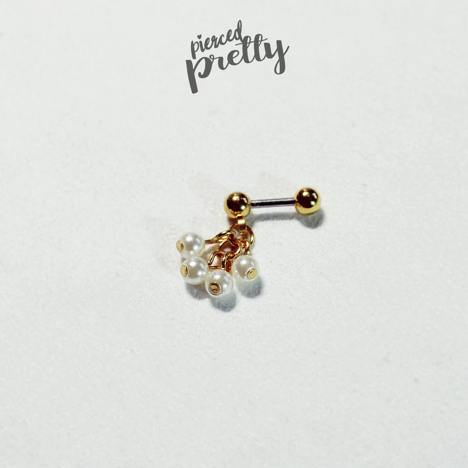 20g 16g Perla Colgante Cadena Cartílago Pendiente Oro Rosa Hélice Tragus Labret 1 pieza Foto 4 de 4