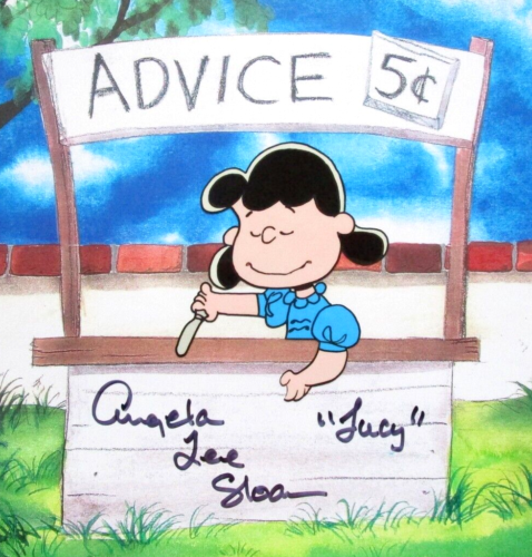 PEANUTS LUCY SIGNED by VOICE - 1970's CHARLES SCHULZ ORIGINAL PRODUCTION CEL - Afbeelding 1 van 4