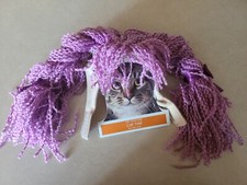 NWT Cat Hat PURPLE BRAIDS w/ BANGS Halloween Pet Costume Small Dog Doll Hair