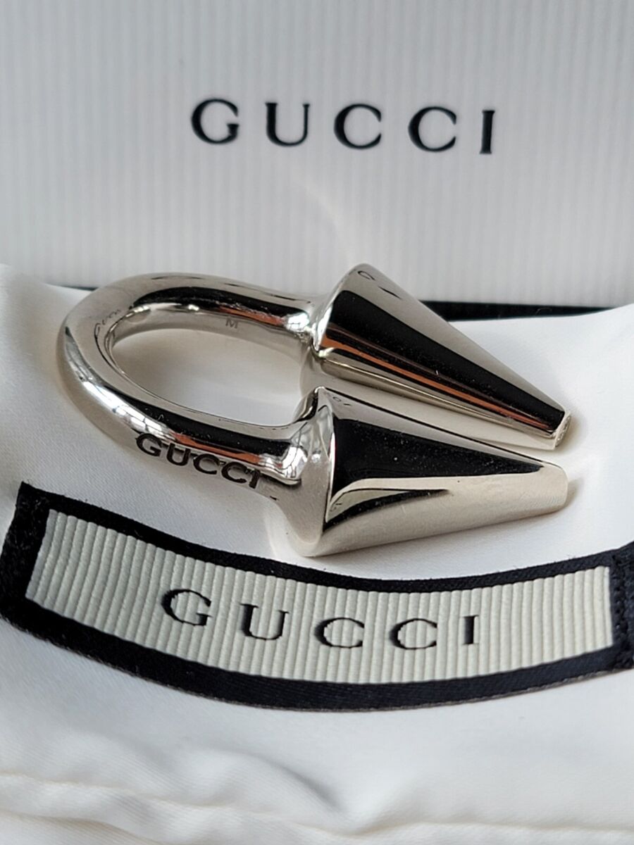 Gucci Silver Ring Large Spikes Studs Double G Size M or 7 1 Gucci Silver Ring Large Spikes Studs Double G Size M or 7 1