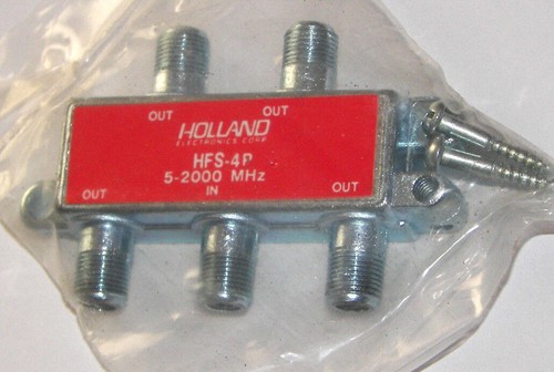 NEW 4 Way Splitter Holland HFS-4P 5-2000 MHz Power Passing 4 Ports - Picture 2 of 3