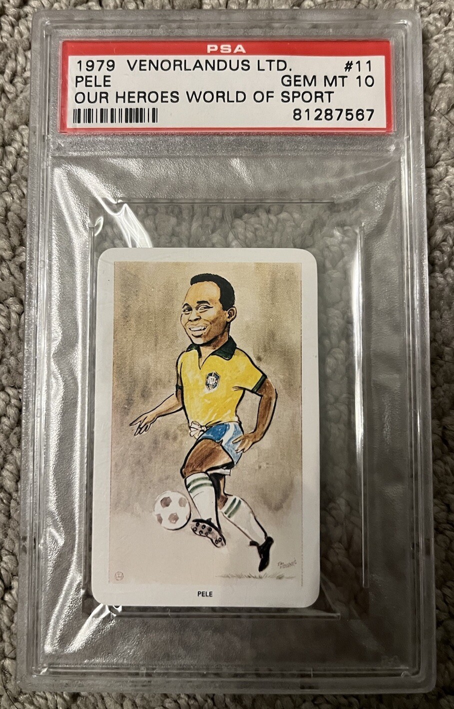 Pele 1979 Venorlandus World of Sport Our Heroes Flik-Cards - #11 Brazil PSA 10