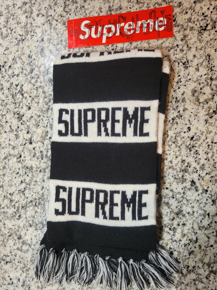 Bufanda a rayas Supreme Bar FW16 negra/blanca Foto 2 de 4