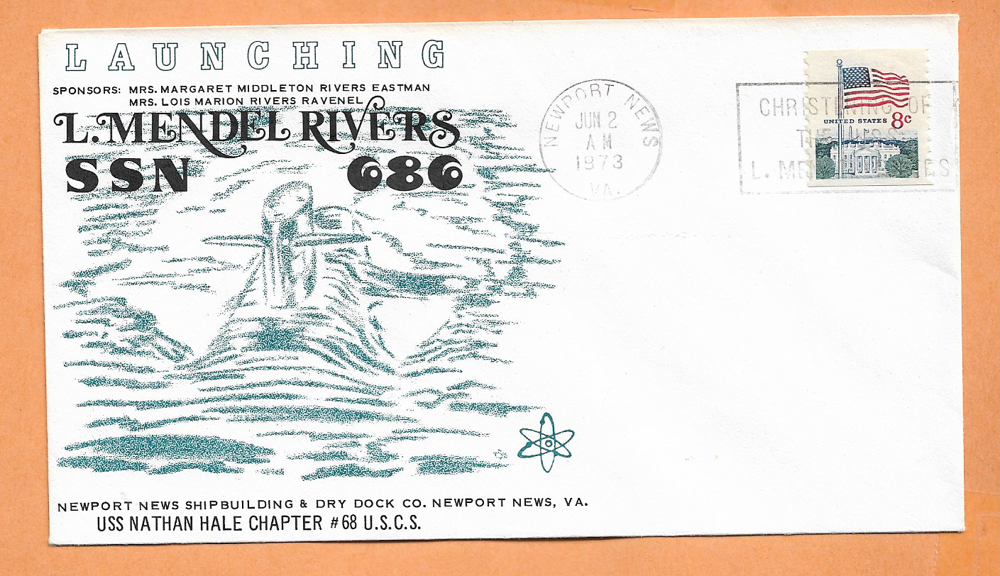 U.S.S  MENDEL RIVERS LAUNCHING JUN 2,1973 NEWPORT NEWS VA   NAVA