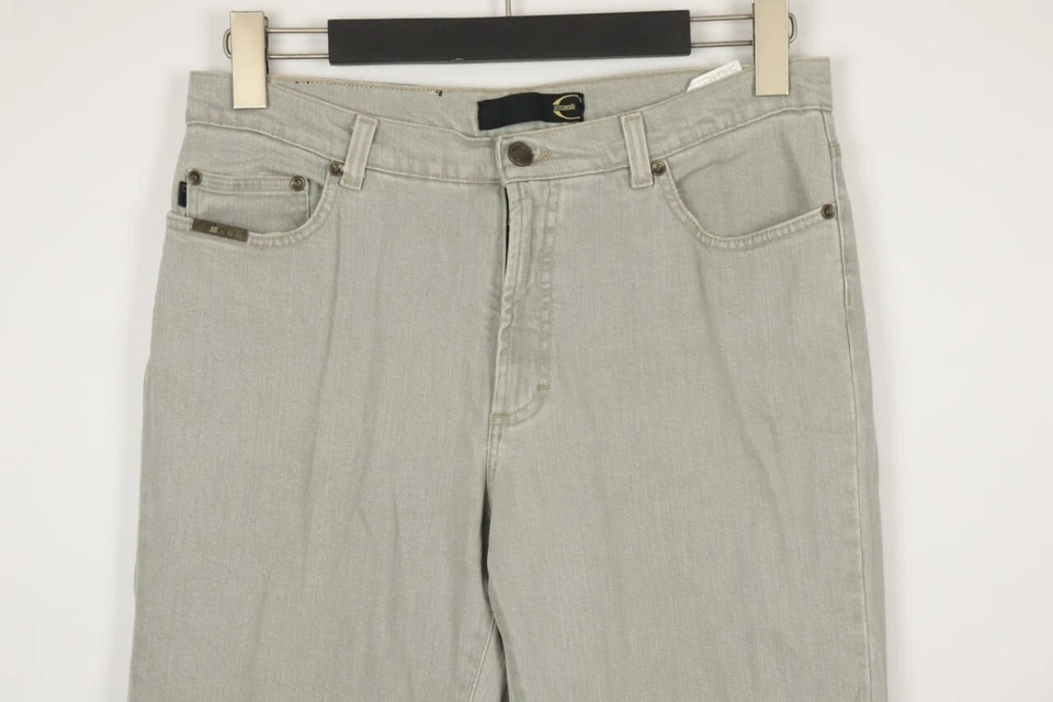 JUST CAVALLI Beige Denim Straight Fit Stretch Regular Jeans Size 35 / 49 - Image 2 of 4