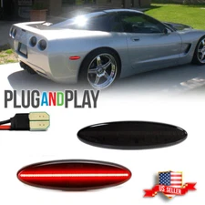 Smoked Lens Red Led Rear Side Marker Light for 1997-2004 Chevy Corvette C5 2PC