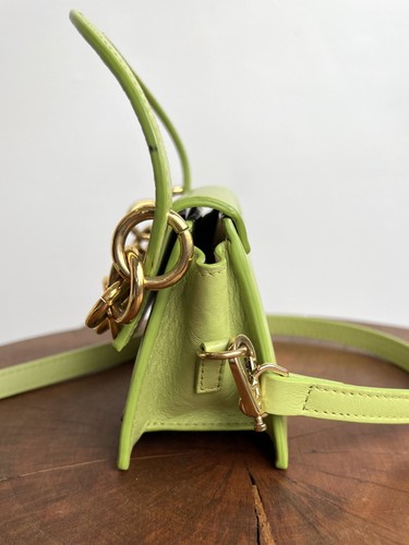 JACQUEMUS Le Petit Rond Mini Green Leather Gold Chain Crossbody Bag Purse - Picture 7 of 10