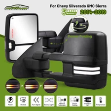 Power Folding Tow Mirrors Smoked LED Switchback for 14-19 Chevy Silverado Sierra