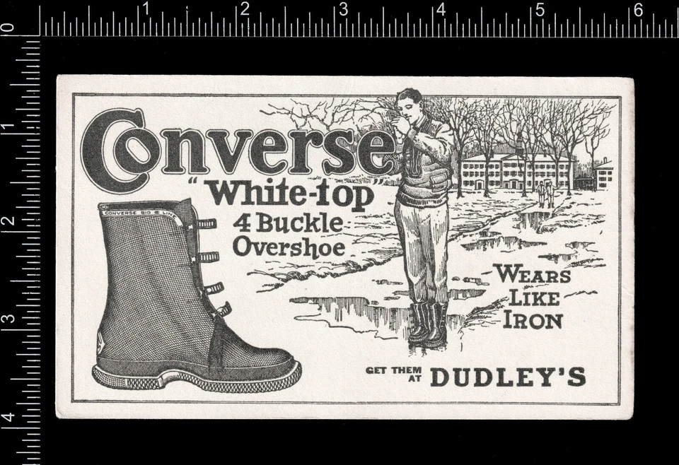 RARO = ca. 1920 Converse Bota de Borracha Branca-Top Sapato Publicitário Cartão Blotter de Tinta - Imagem 3 de 4