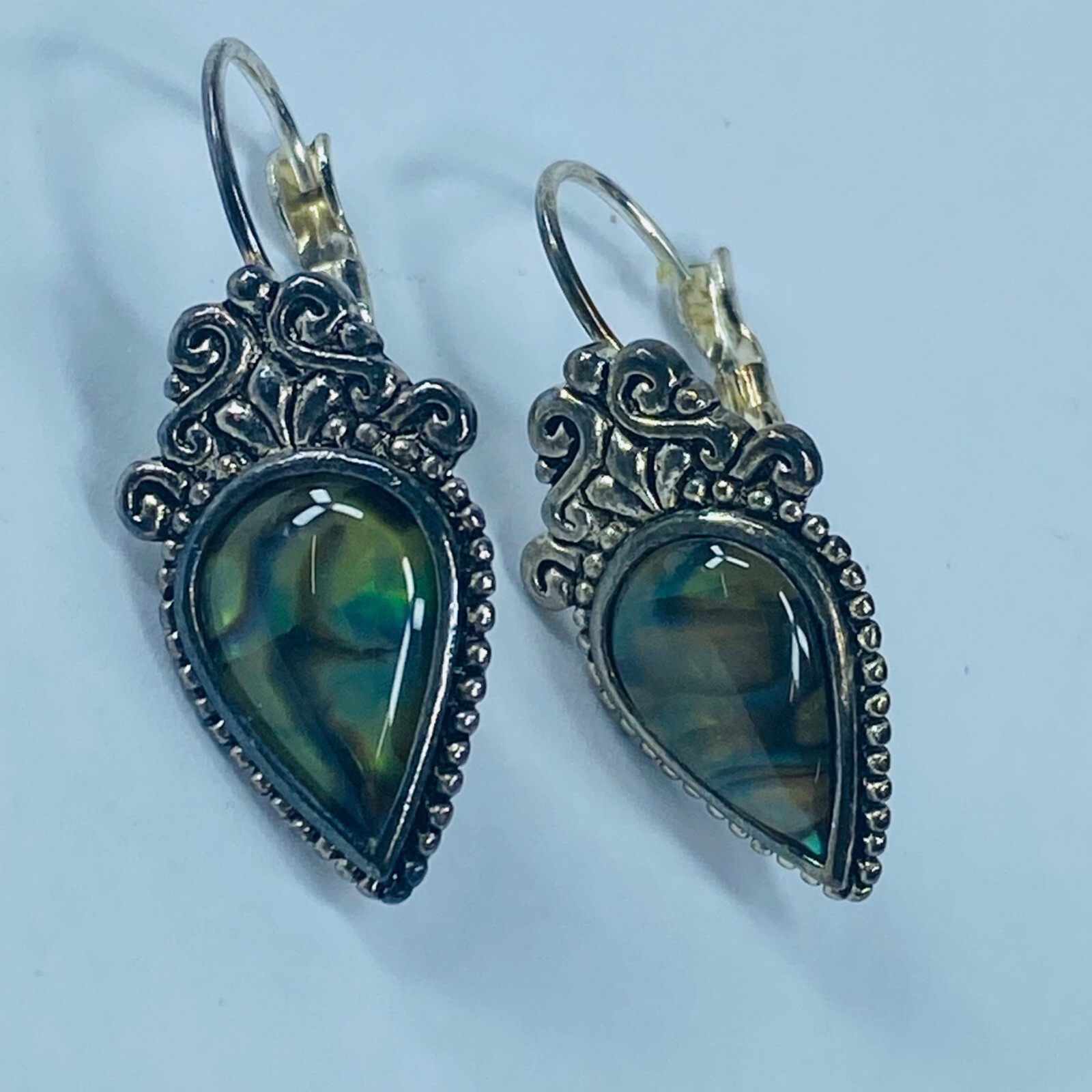 Multicolor Abalone Shell Pierced Earrings in Silv… - image 2