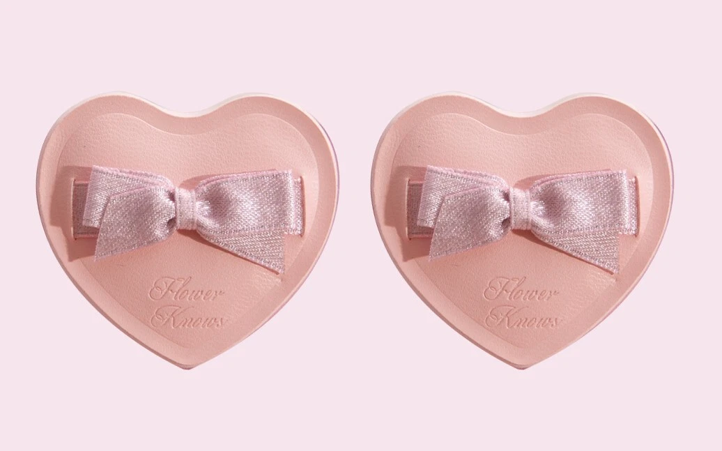 Pink Heart Shaped Marshmallow Powder Puff - 2x