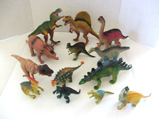 Vintage Plastic Dinosaur Figures Jaru Mixed Brand Size Lot of 13 T-Rex Stego