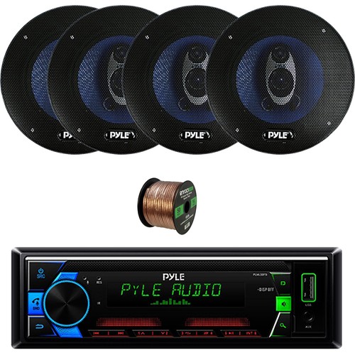 Pyle Single DIN MP3-Receiver, 4 x 6,5" 360 W 3-Wege Auto-Lautsprecher + Kabel - Bild 1 von 5