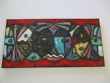 HOPI  NATIVE AMERICAN INDIAN PAINTING SUN MOON CUBIST CUBISM MODERNISM TRIBAL