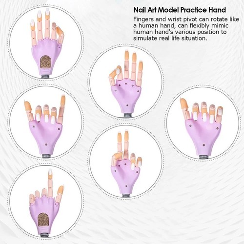 Practice Hand for Acrylic Nails False Fake Mannequin Hand with 100Pcs Nail Tips - Picture 3 of 9