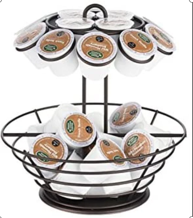 Cesta de almacenamiento de acero giratoria 360 ̊ taza de café carrusel talla única negra Foto 2 de 3